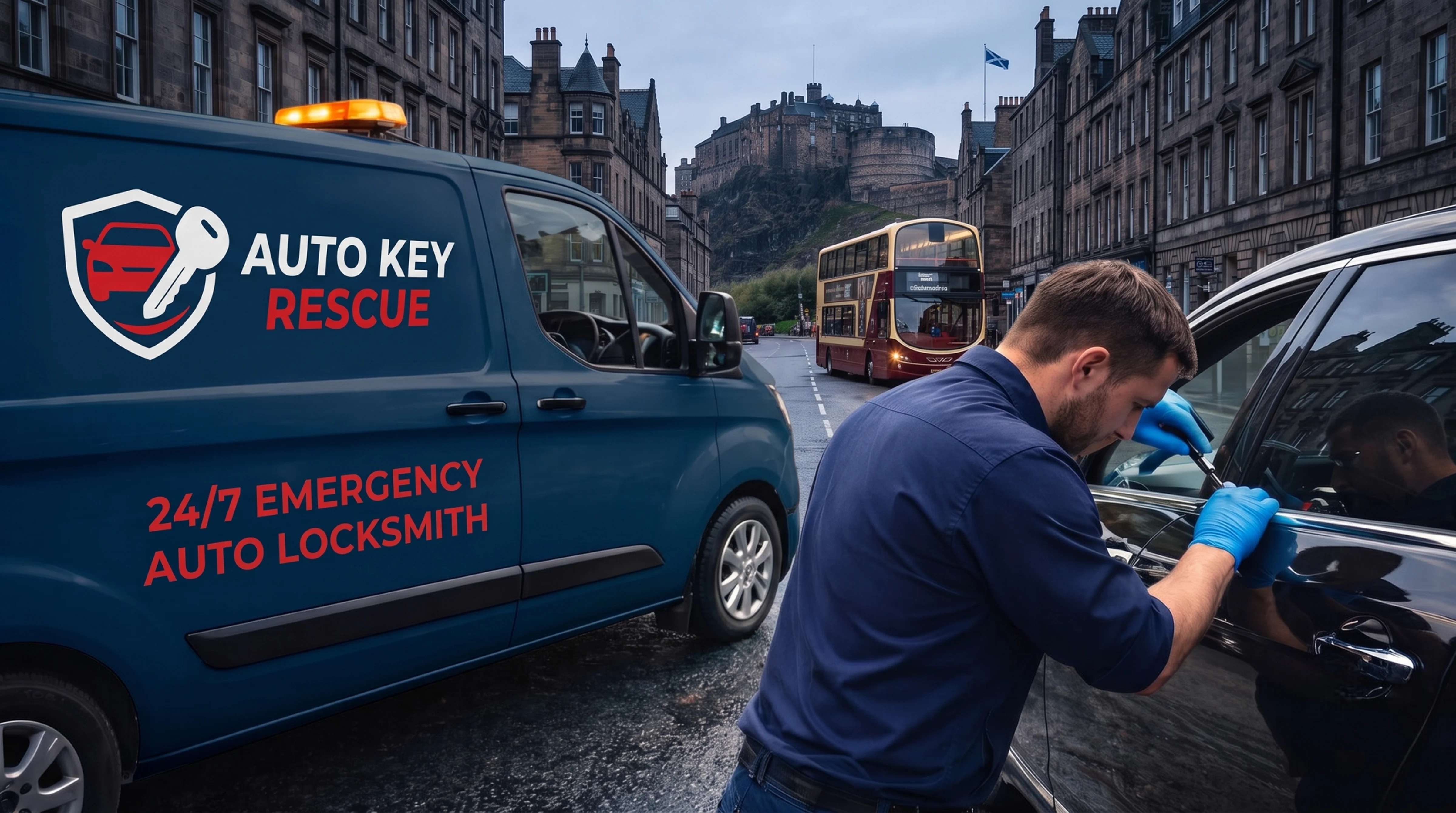 Auto locksmith on road